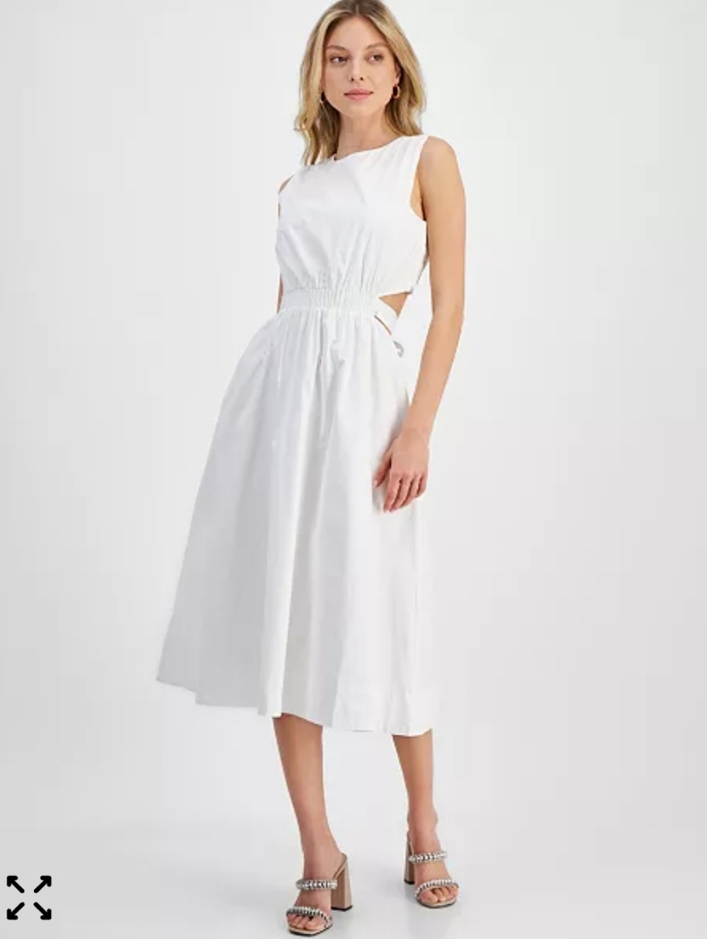 Rachel Rachel Roy Women's White Mila Sleeveless Cutout Midi Dress Cottagecore Y2